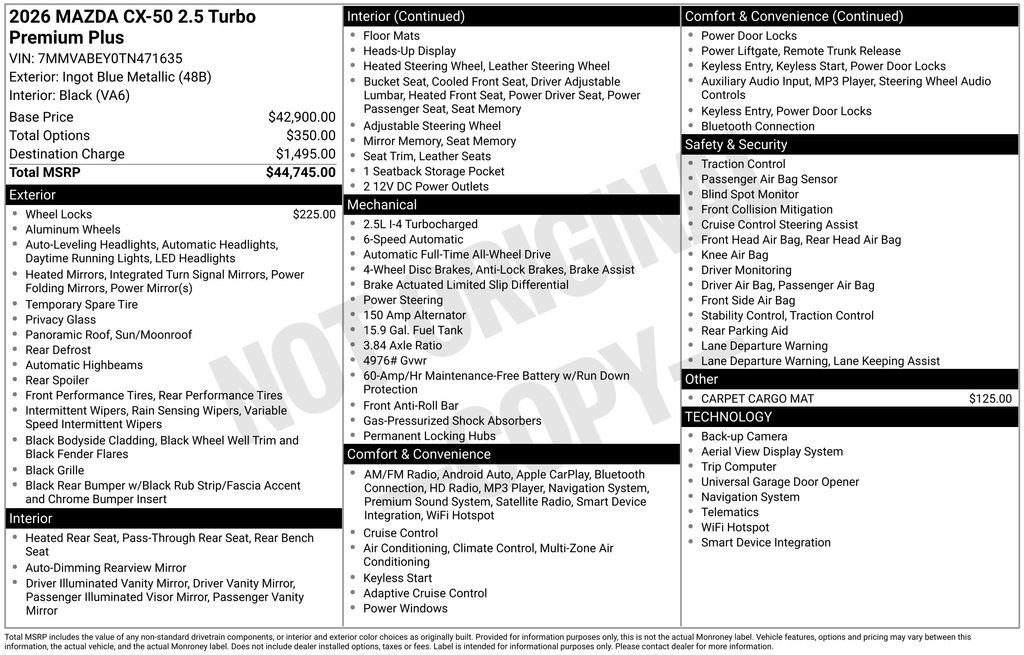 New 2026 Ingot Blue Metallic Mazda 2.5 Turbo Premium Plus AWD image 4