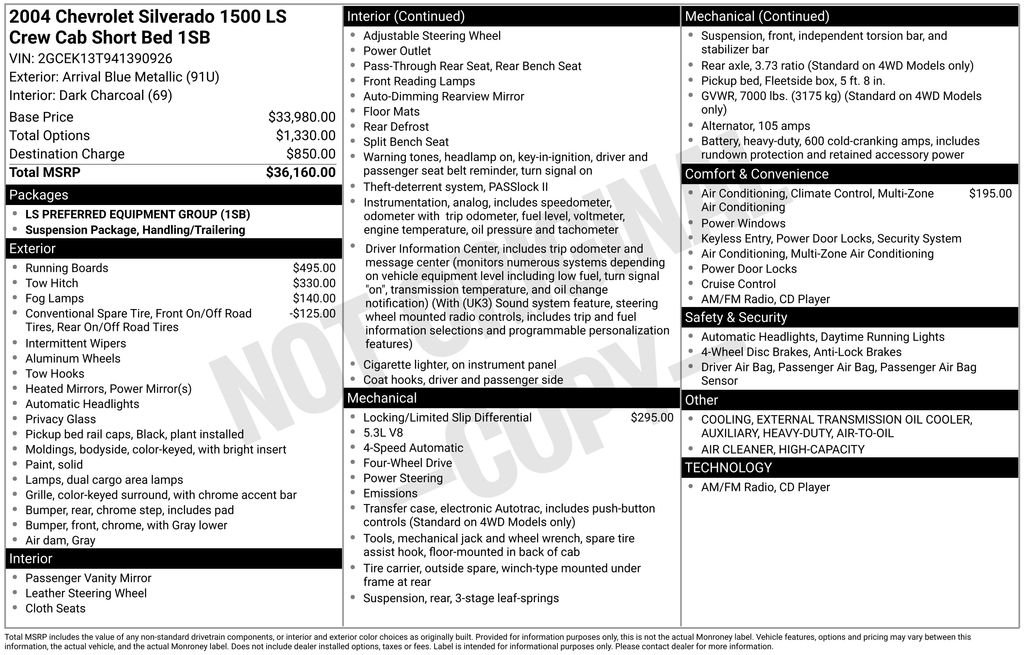 Used 2004 Blue Chevrolet LS image 1