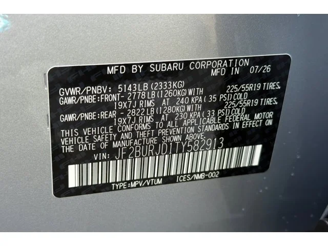 New 2026 ICE SILVER METALLIC Subaru Touring XT image 54