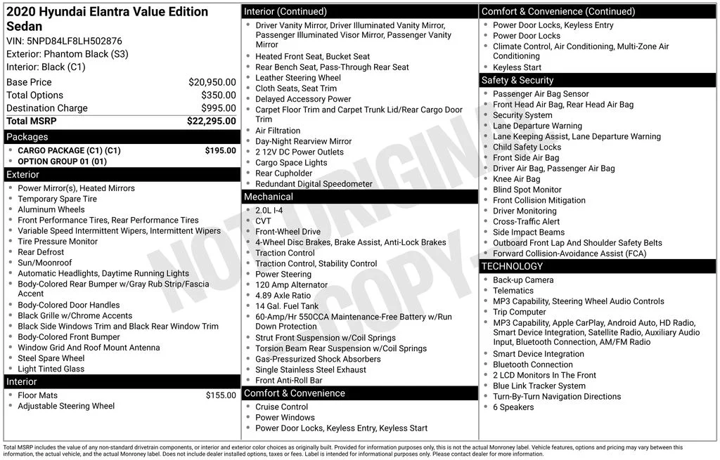 Used 2020 Black Hyundai Value Edition image 19