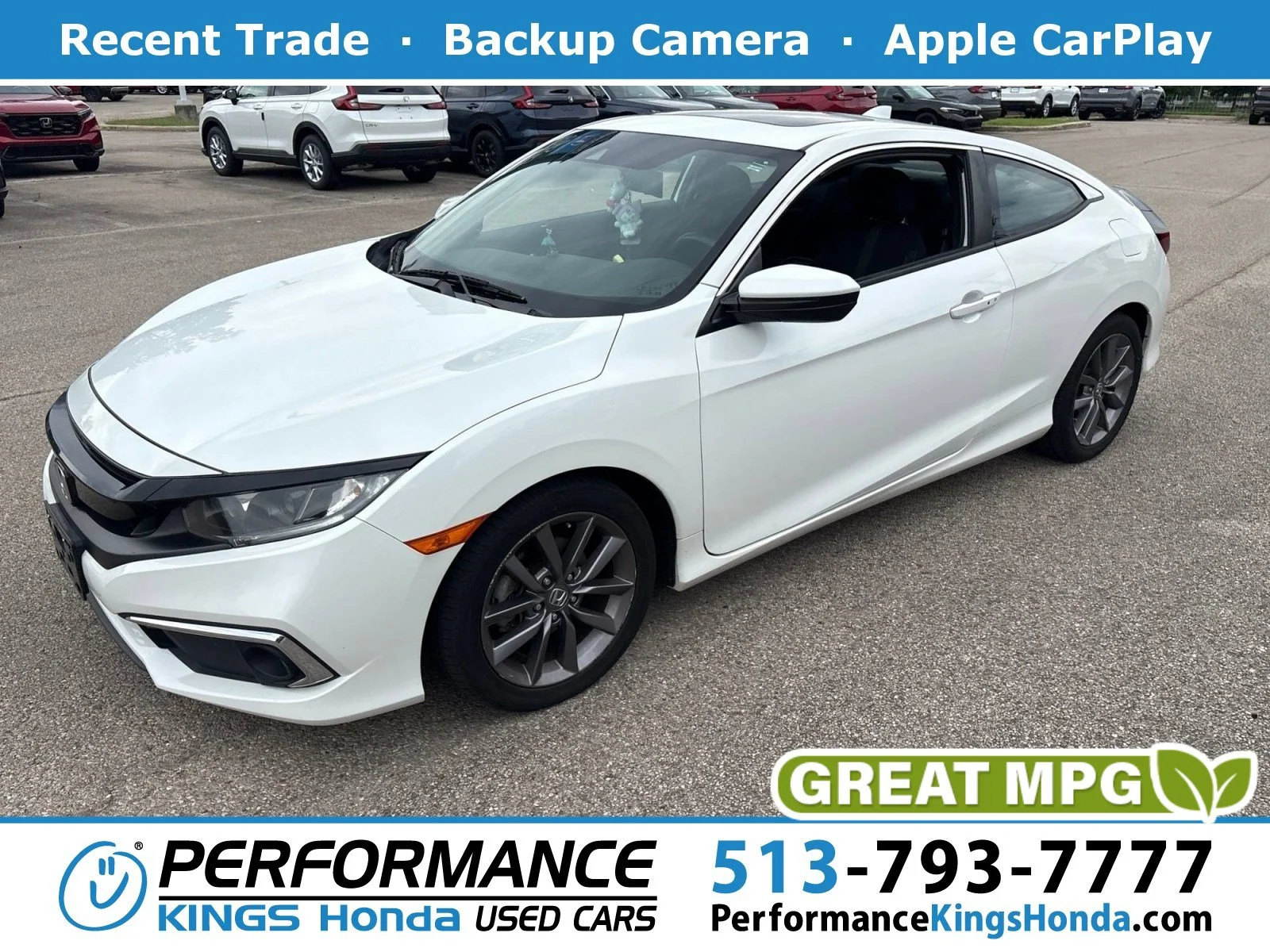 Used 2019 Platinum White Pearl Honda EX image 1