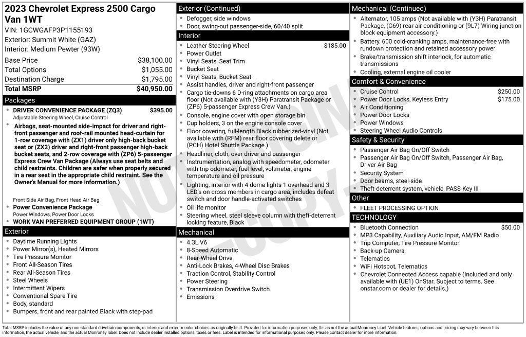 Used 2023 White Chevrolet Work Van image 24