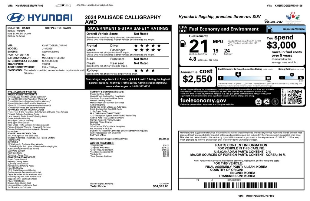 Used 2024 White Hyundai Calligraphy image 2