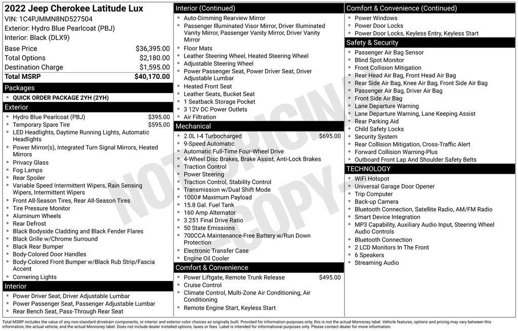 Certified Used 2022 Blue Jeep Latitude Lux image 9