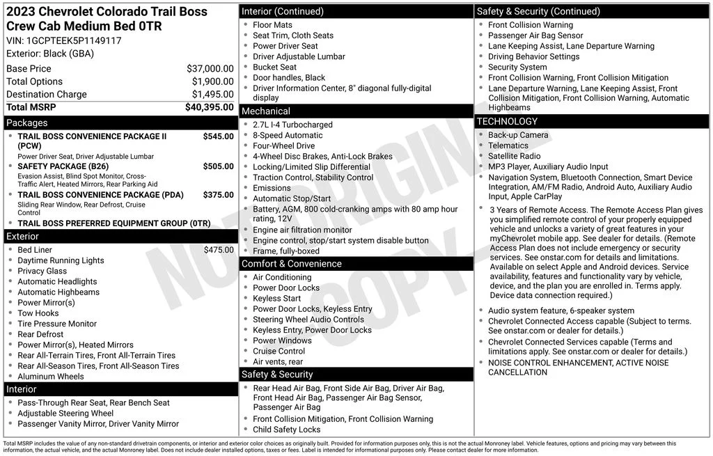 Certified Used 2023 Black Chevrolet Trail Boss image 4