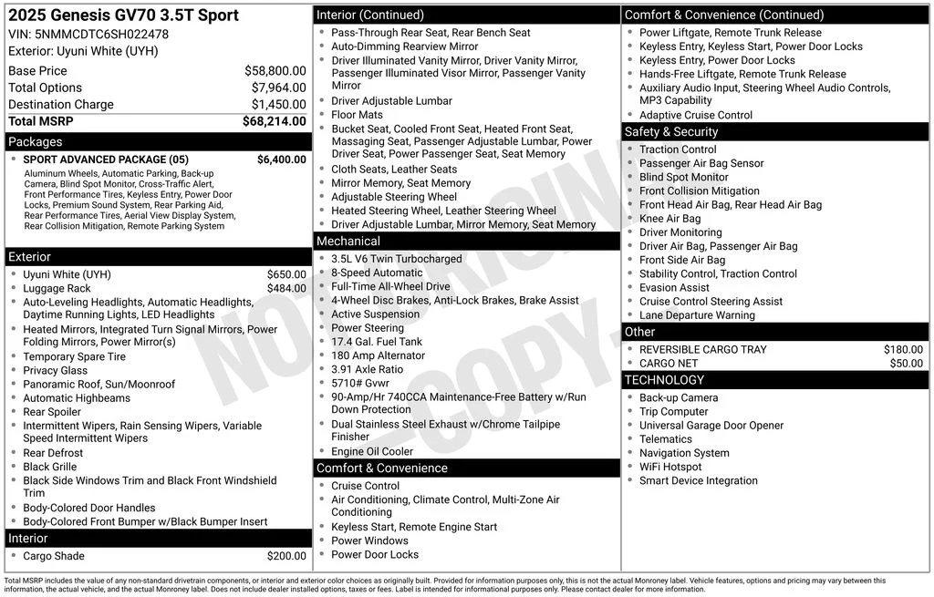 Certified Used 2025 White Genesis 3.5T Sport Advanced image 7
