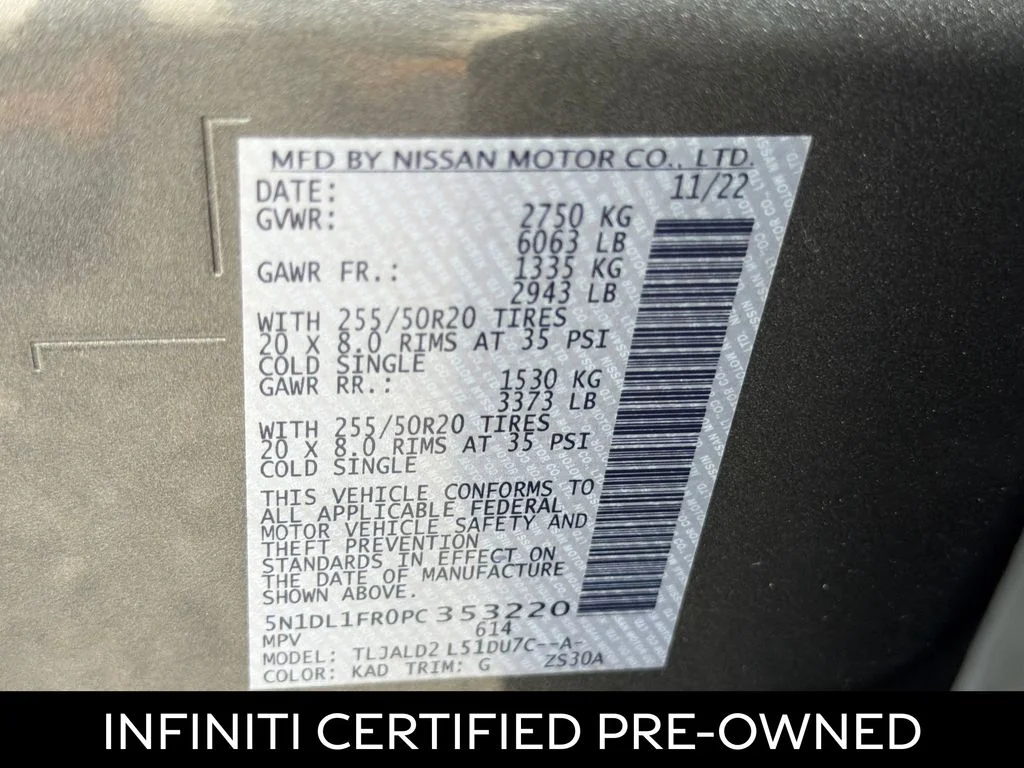 Certified Used 2023 Graphite Shadow INFINITI LUXE image 37