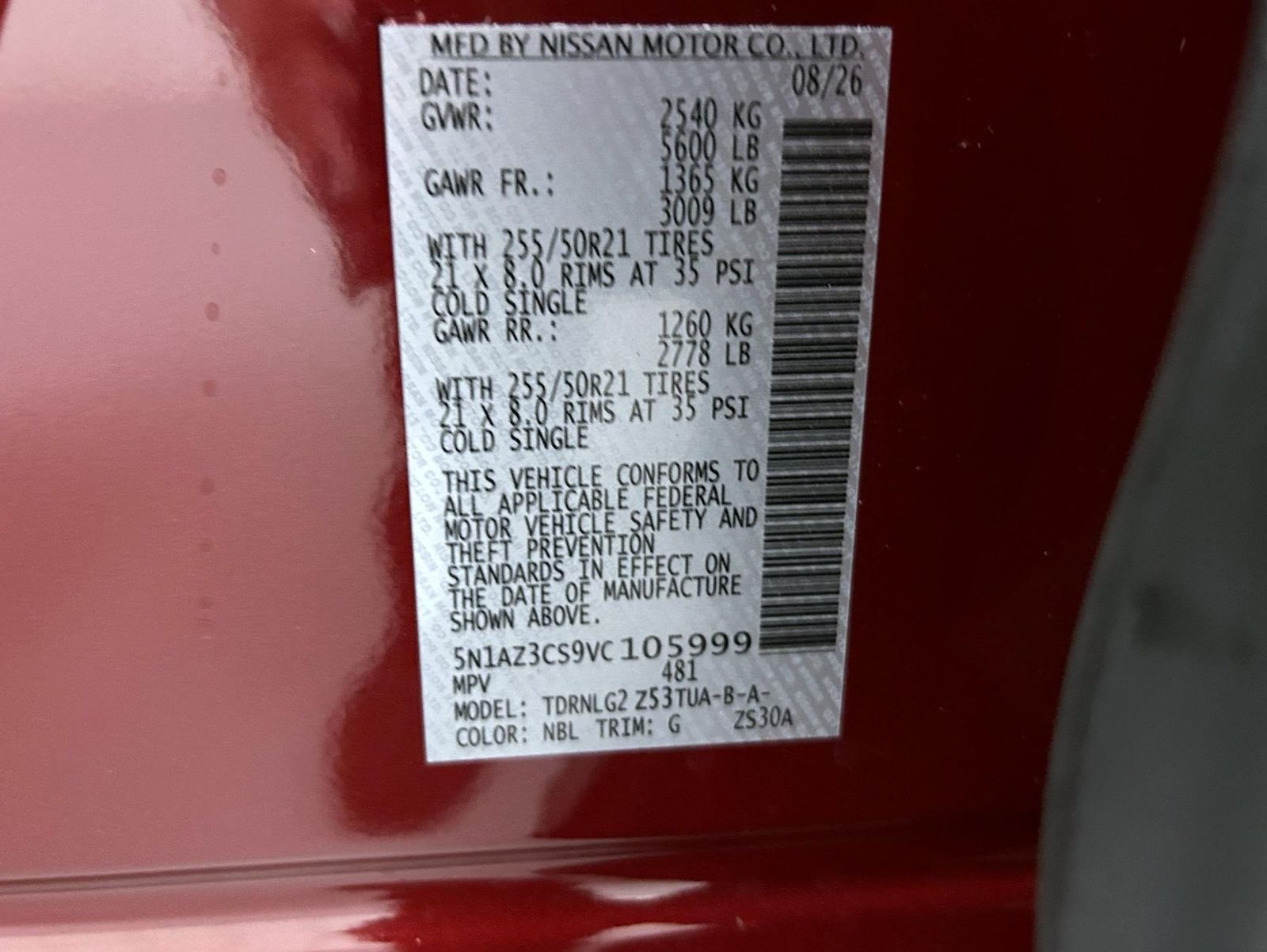 New 2027 Scarlet Ember Tintcoat Nissan Dark Armor image 25