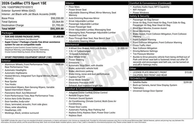 Used 2026 Summit White CADILLAC Sport image 34
