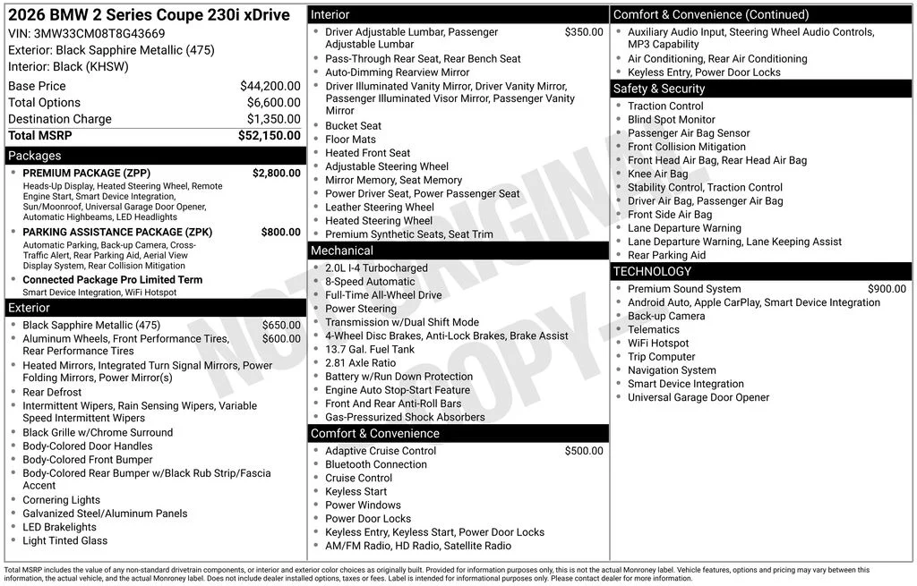 New 2026 Black BMW 230i xDrive image 2