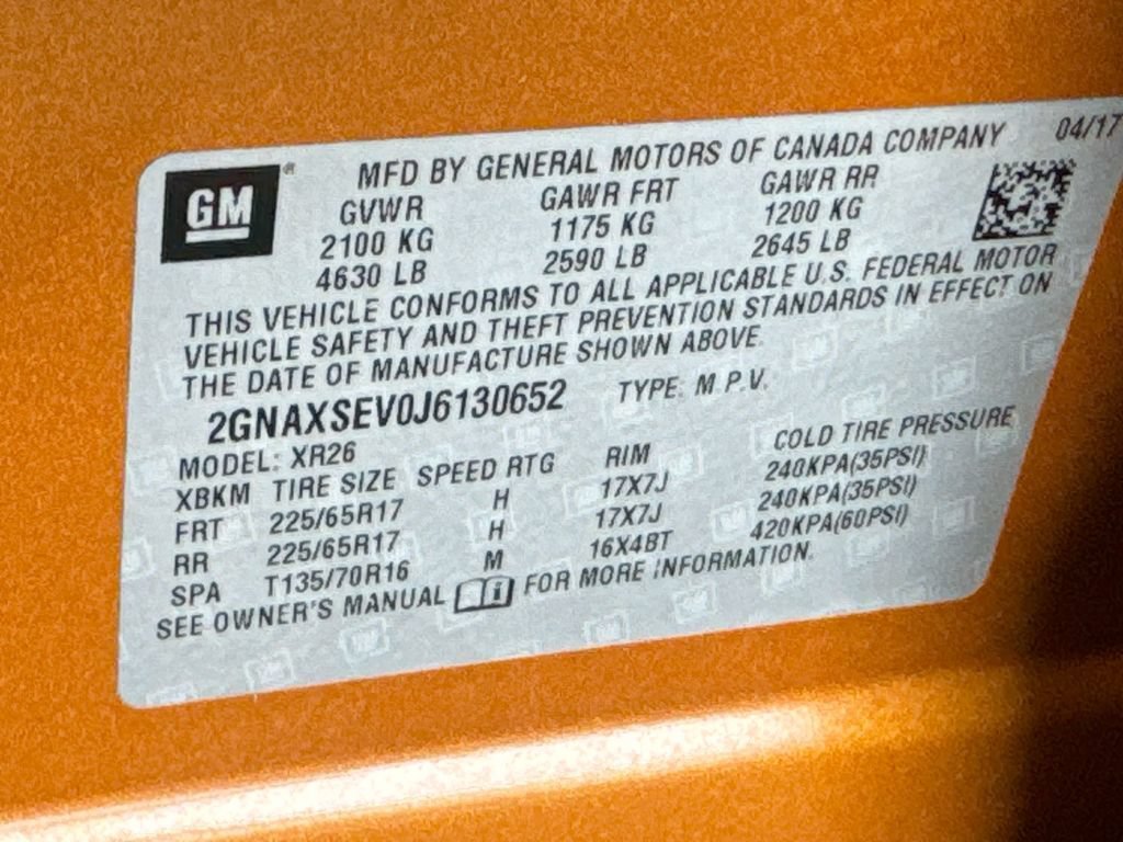 Used 2018 ORANGE BURST METALLIC Chevrolet LT image 32