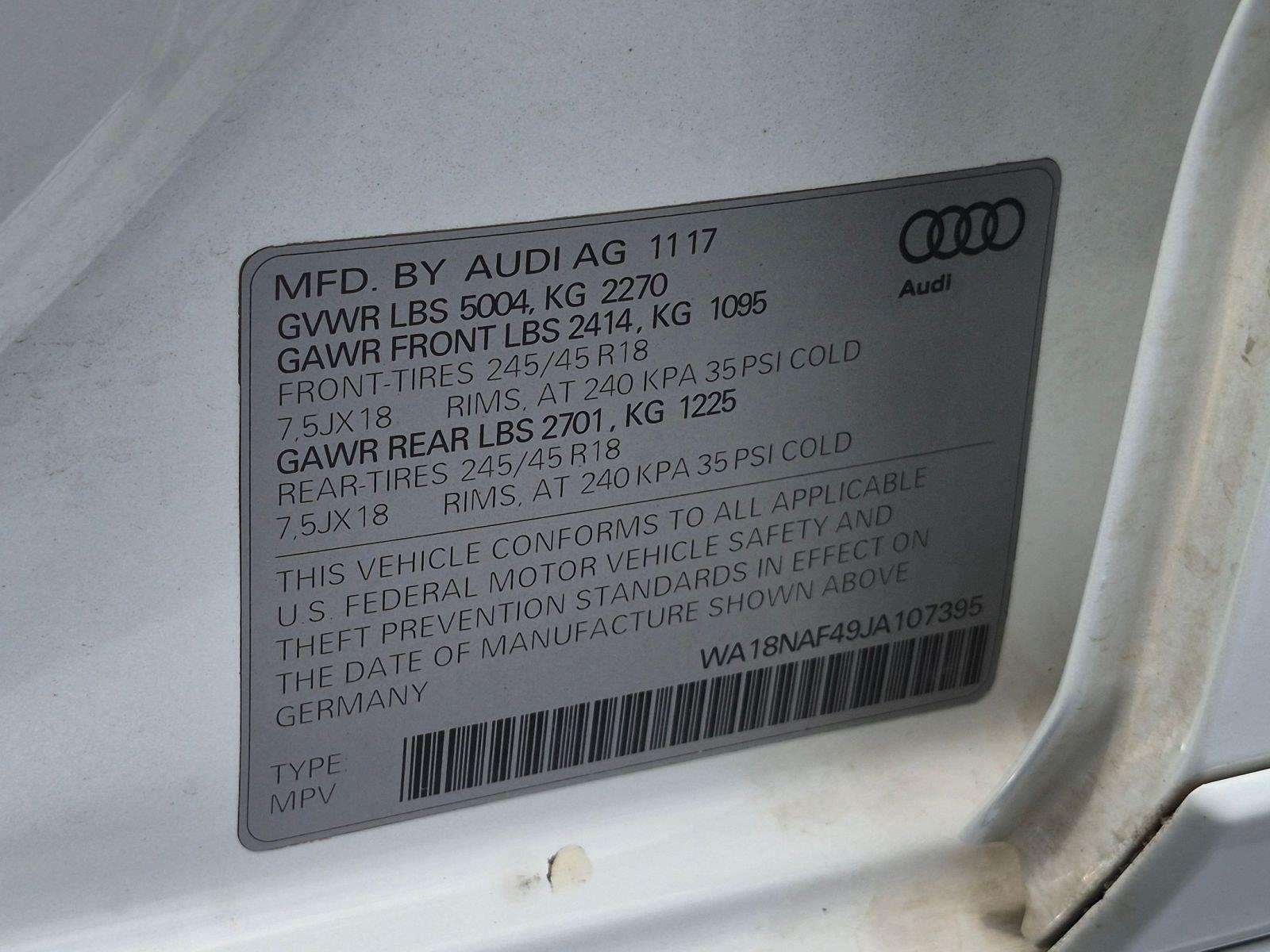 Used 2018 Glacier White Metallic Audi Premium Plus image 41