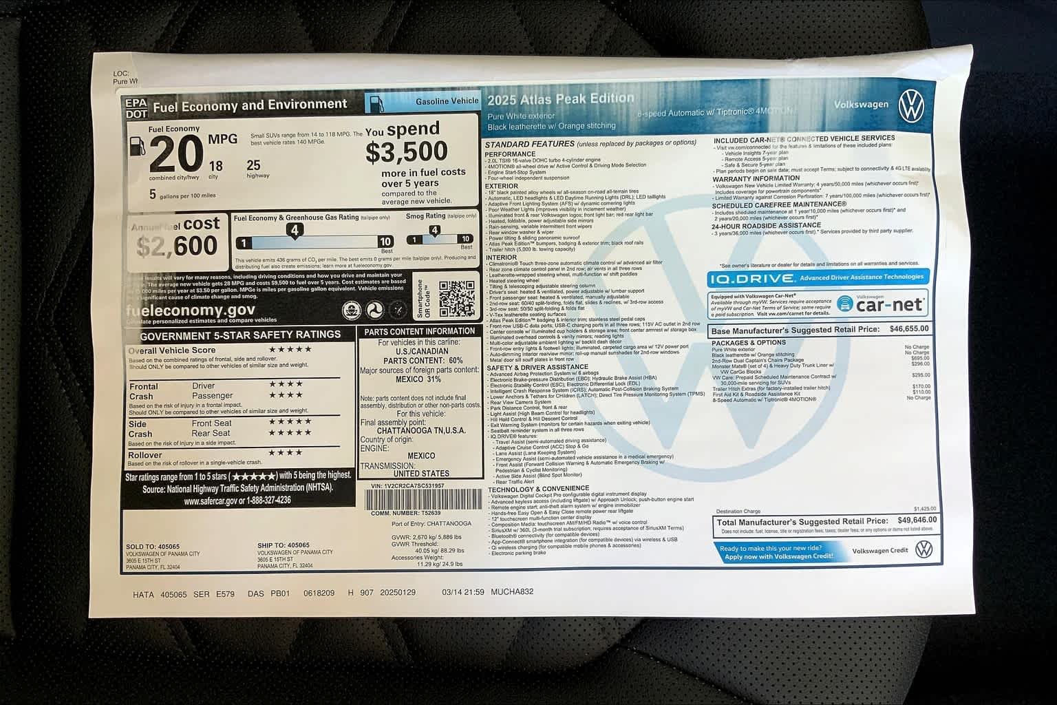 Used 2025 Pure White Volkswagen 2.0T Peak Edition image 21