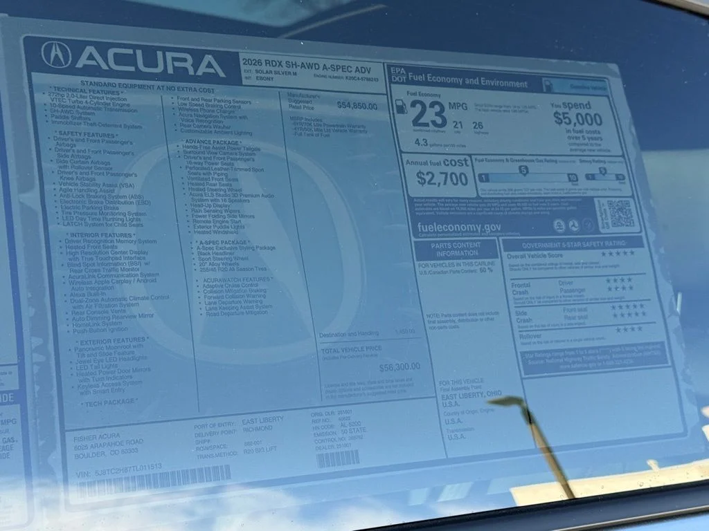 New 2026 Solar Silver Metallic Acura A-Spec Advance Package image 28