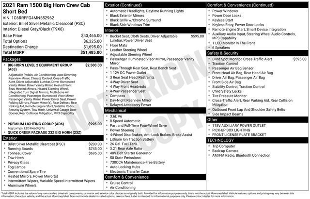 Used 2021 Billet Silver Metallic Clearcoat Ram Big Horn image 31
