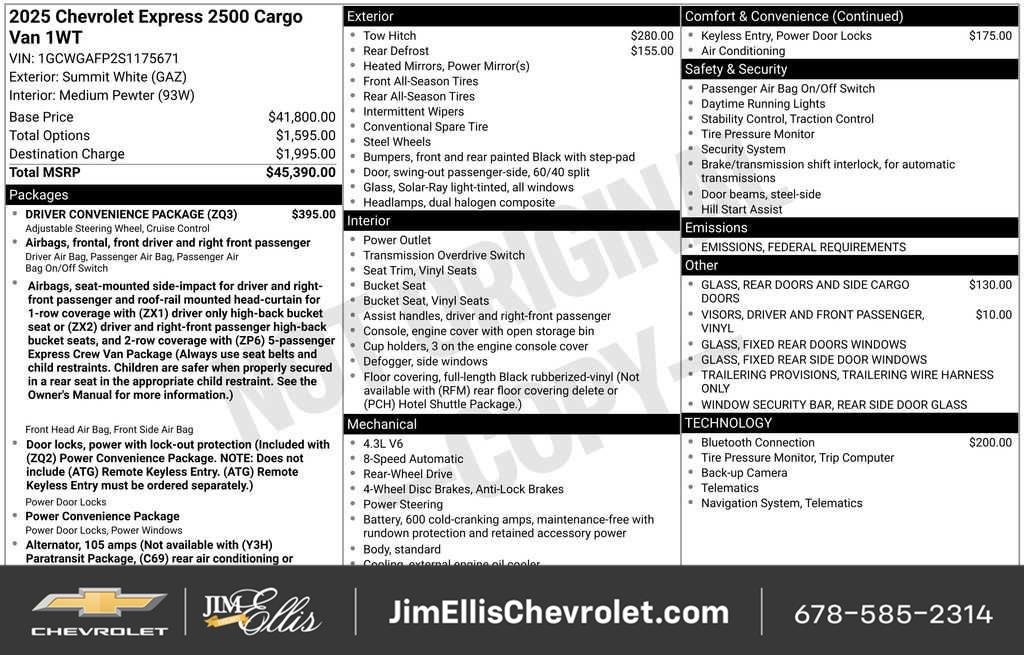 2025 Chevrolet Express Cargo Work Van - Photo 5