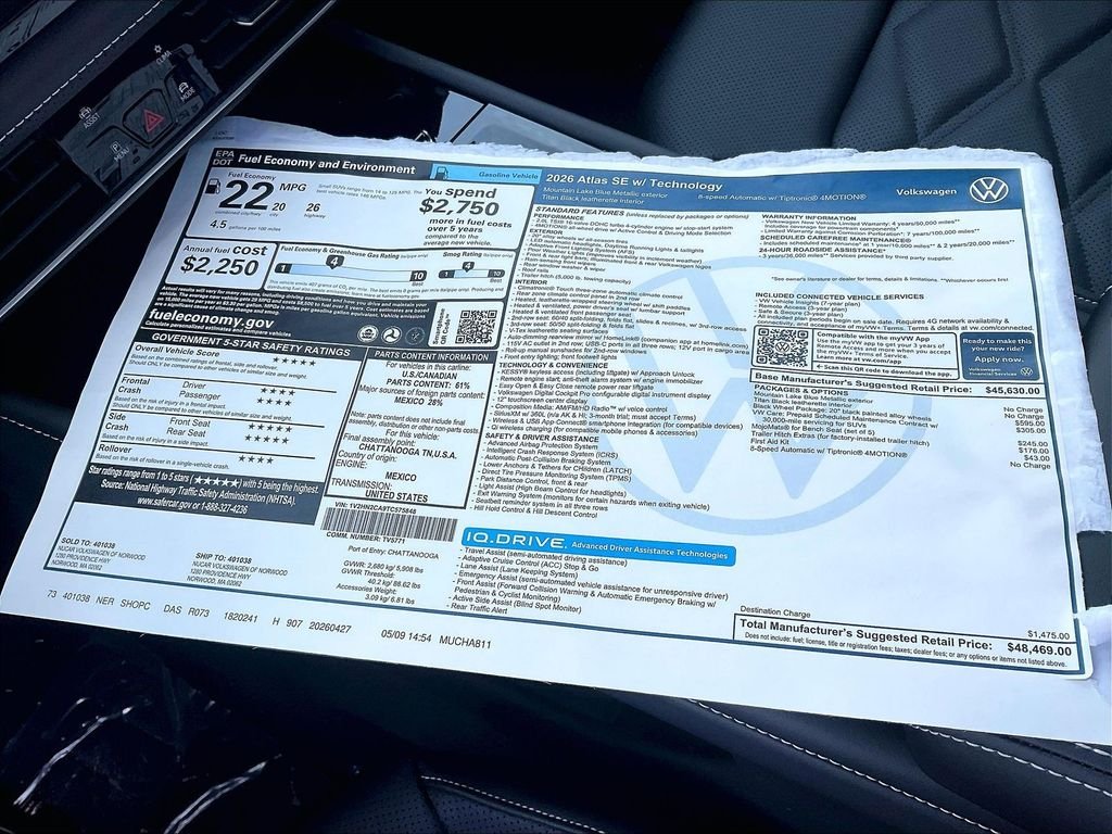 New 2026 Blue Volkswagen 2.0T SE w/Technology image 16