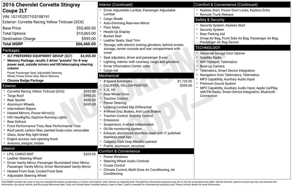 Used 2016 Yellow Chevrolet Stingray image 11