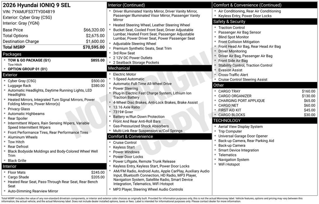 Certified 2026 Hyundai IONIQ 9 SEL with VIN 7YAMUFS37TY004819 for sale in Highland Park, IL