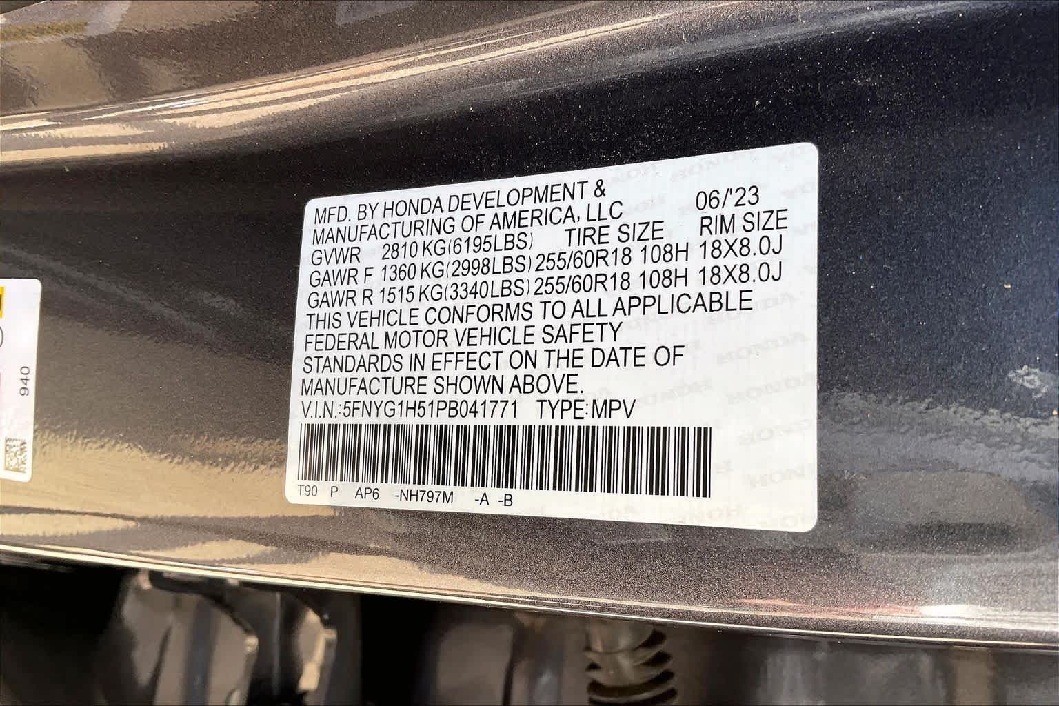 Used 2023 Modern Steel Metallic Honda EX-L 7 Passenger image 34