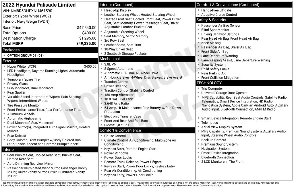 Used 2022 White Hyundai Limited image 25