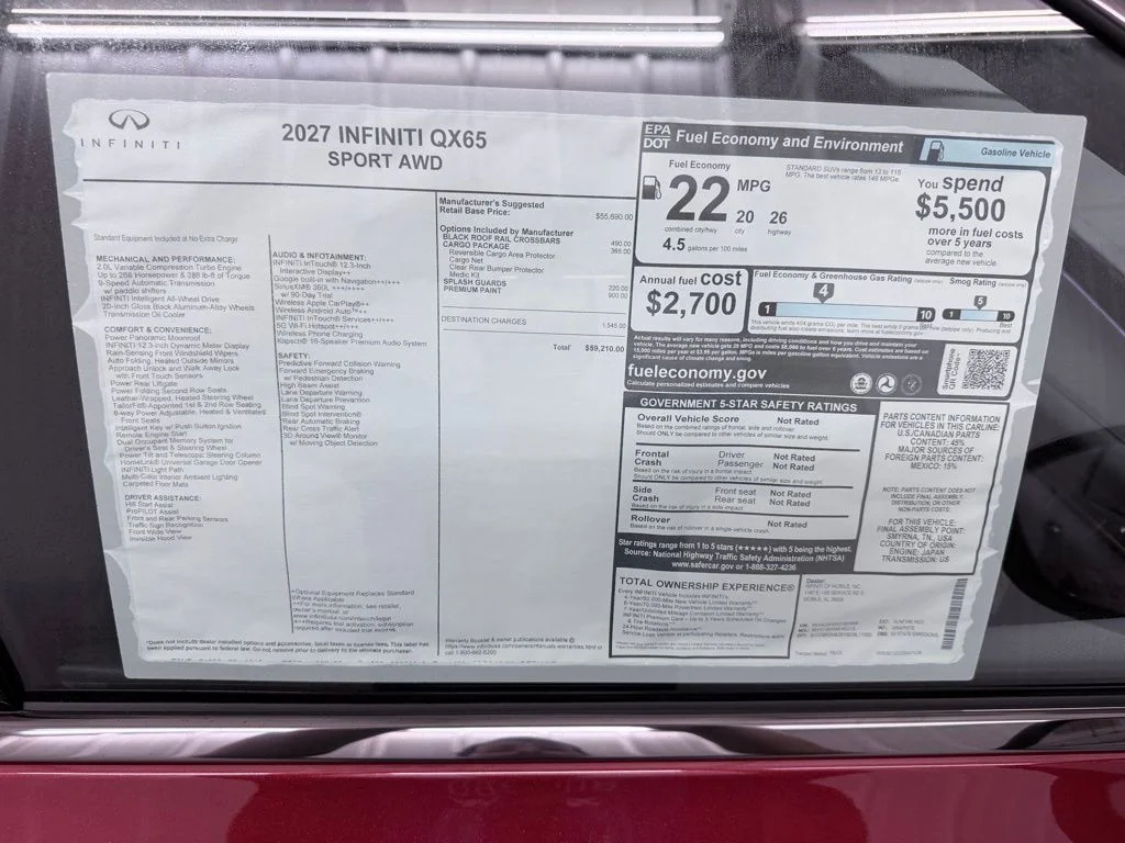 New 2027 SUNFIRE RED INFINITI Sport AWD image 48