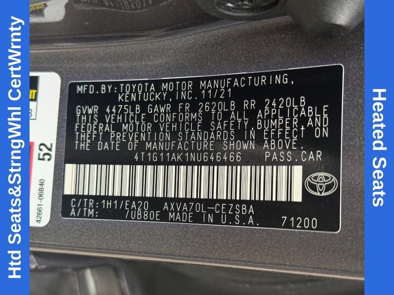 Certified Used 2022 PREDAWN GRAY MICA Toyota SE image 27