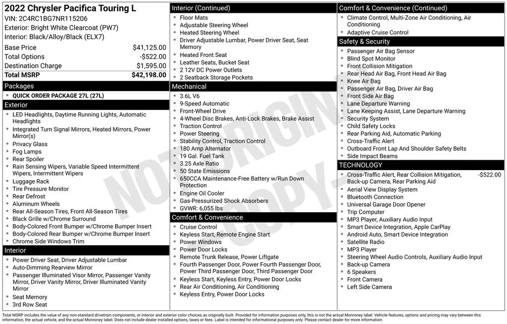 Used 2022 White Chrysler Touring L image 38