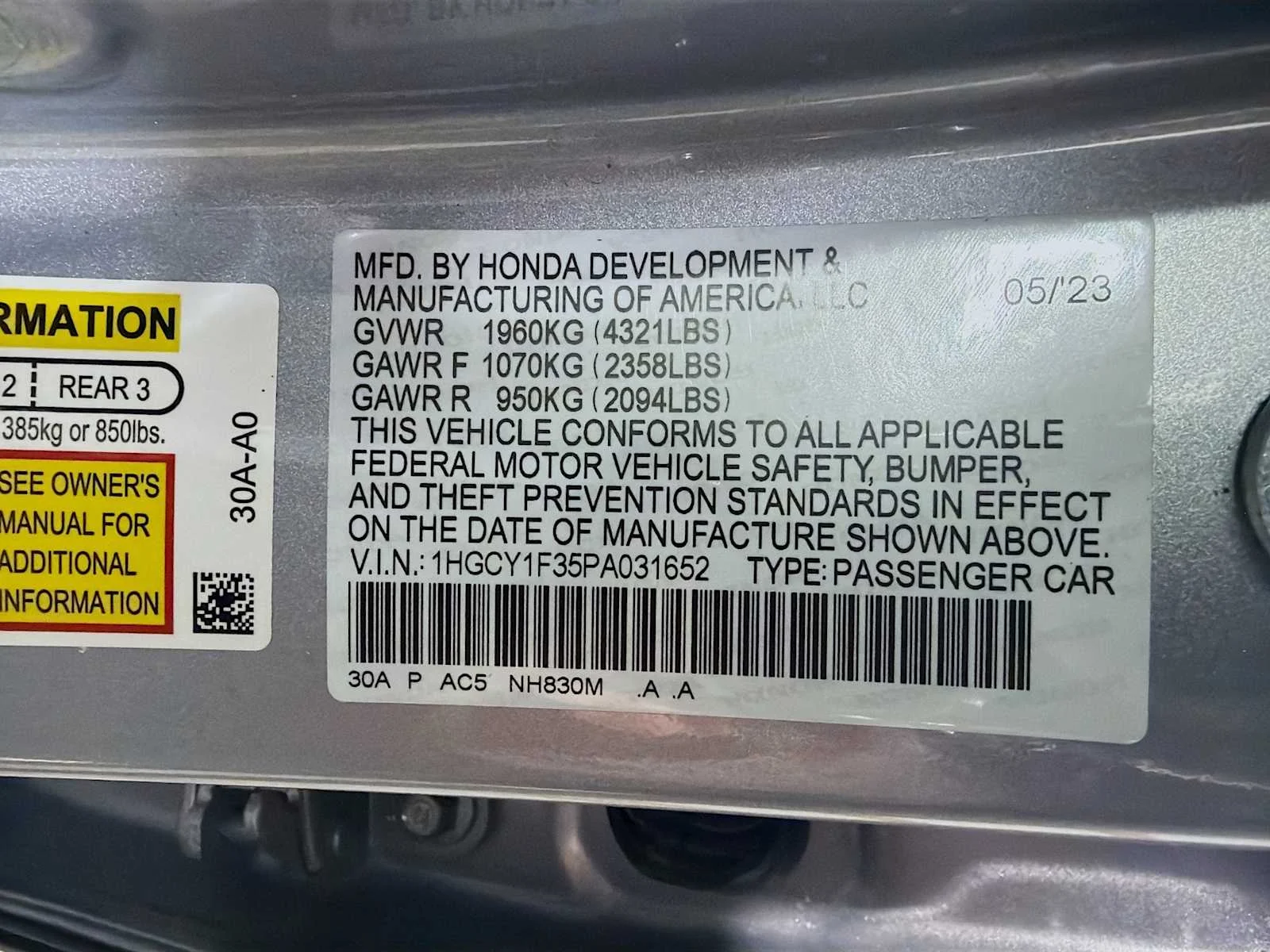 Used 2023 Lunar Silver Metallic Honda EX image 29
