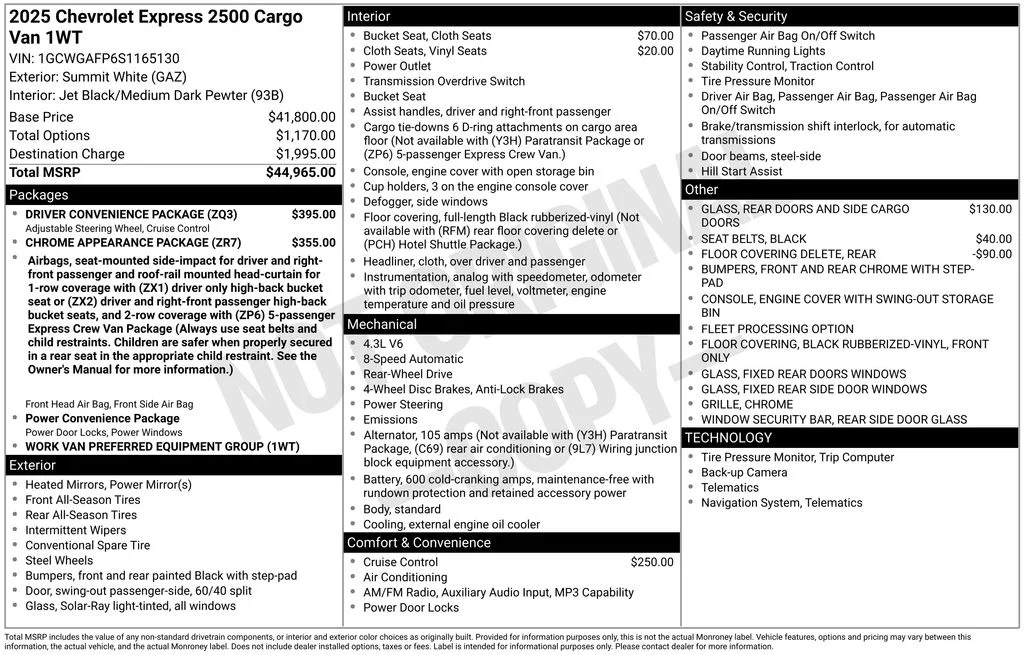 Used 2025 White Chevrolet Work Van image 2