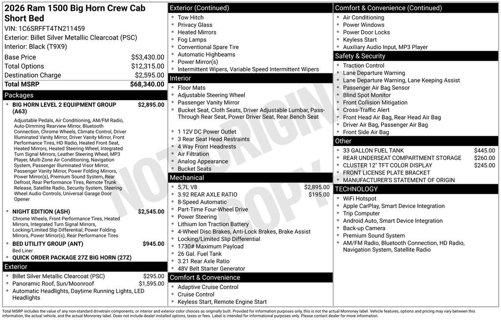 New 2026 Billet Silver Metallic Clearcoat RAM Big Horn/Lone Star image 5