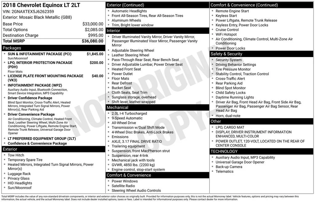Certified Used 2018 Mosaic Black Metallic Chevrolet LT image 2