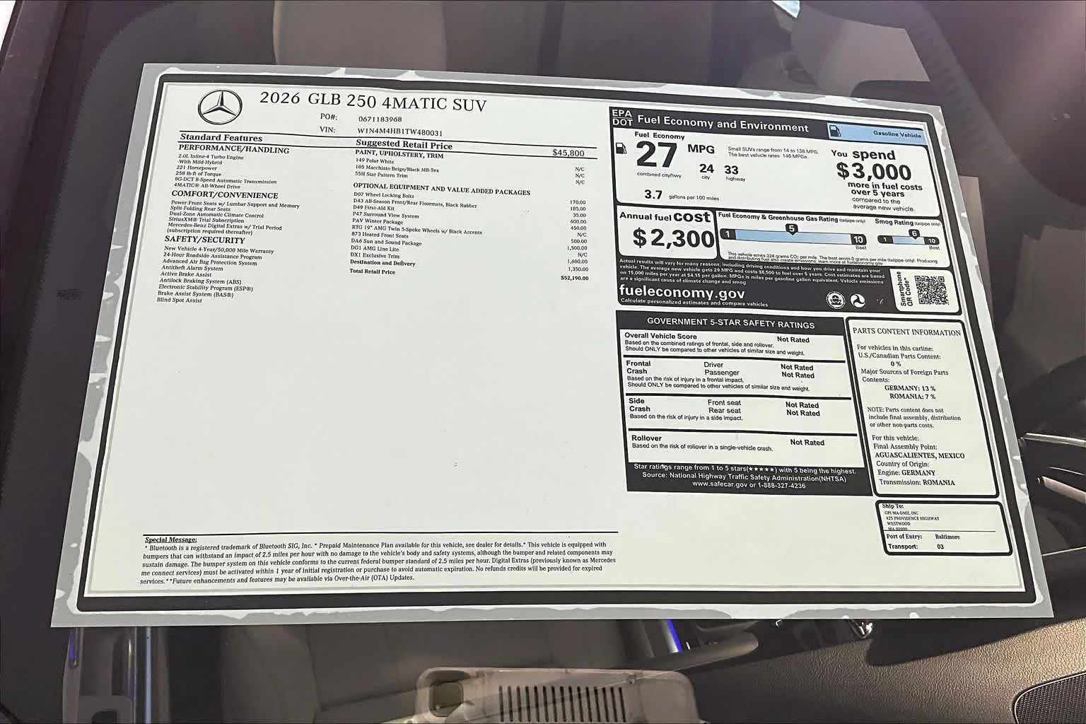 New 2026 Polar White Mercedes-Benz GLB 250 image 18
