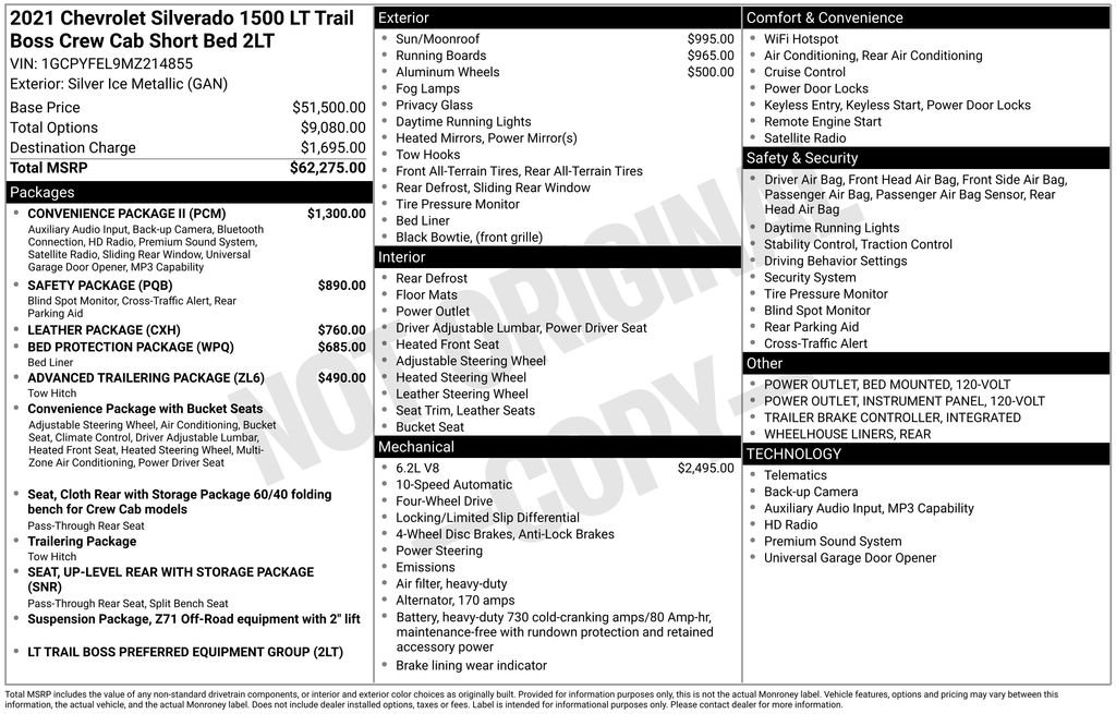 Used 2021 Silver Chevrolet LT Trail Boss image 56