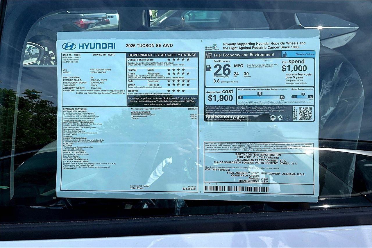 New 2026 White Hyundai SE AWD image 35