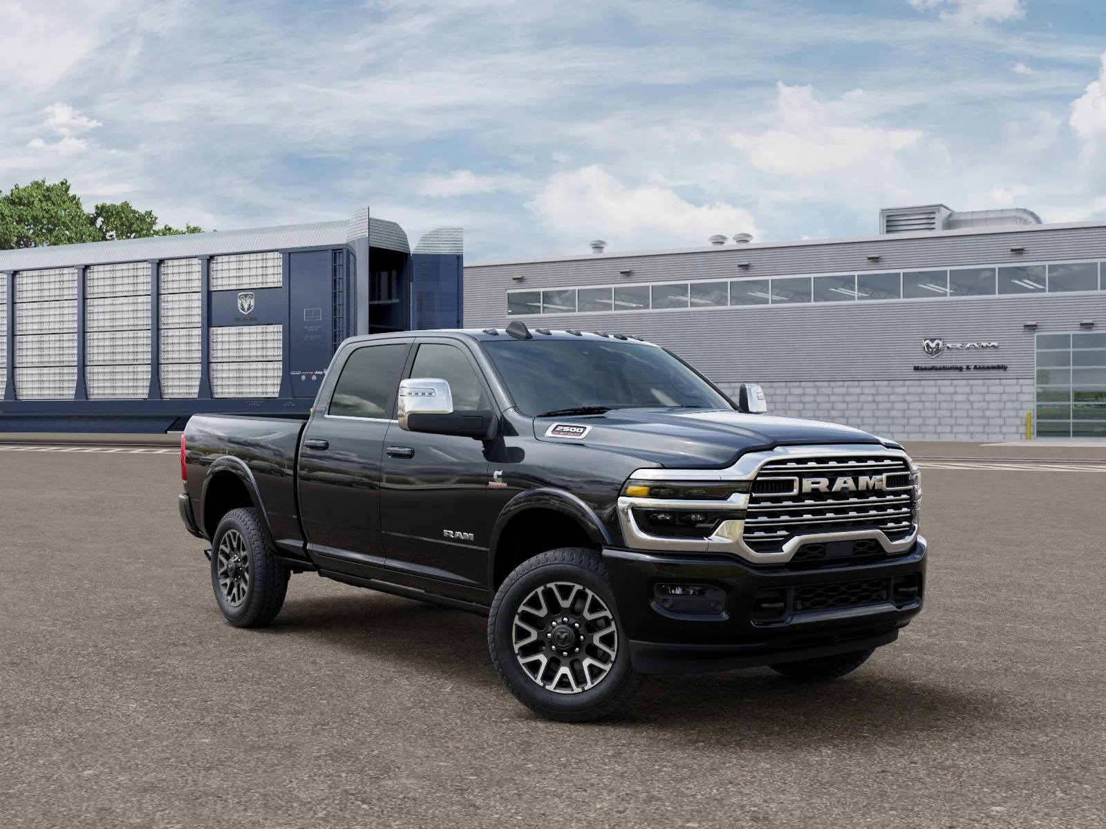 New 2027 Diamond Black Crystal Pearl-Coat Exterior Paint RAM Longhorn image 3