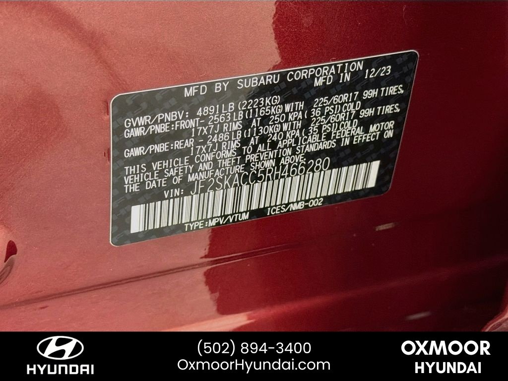 Used 2024 Crimson Red Pearl Subaru Premium image 32