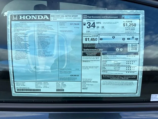 New 2026 Meteorite Gray Metallic Honda Sport image 31