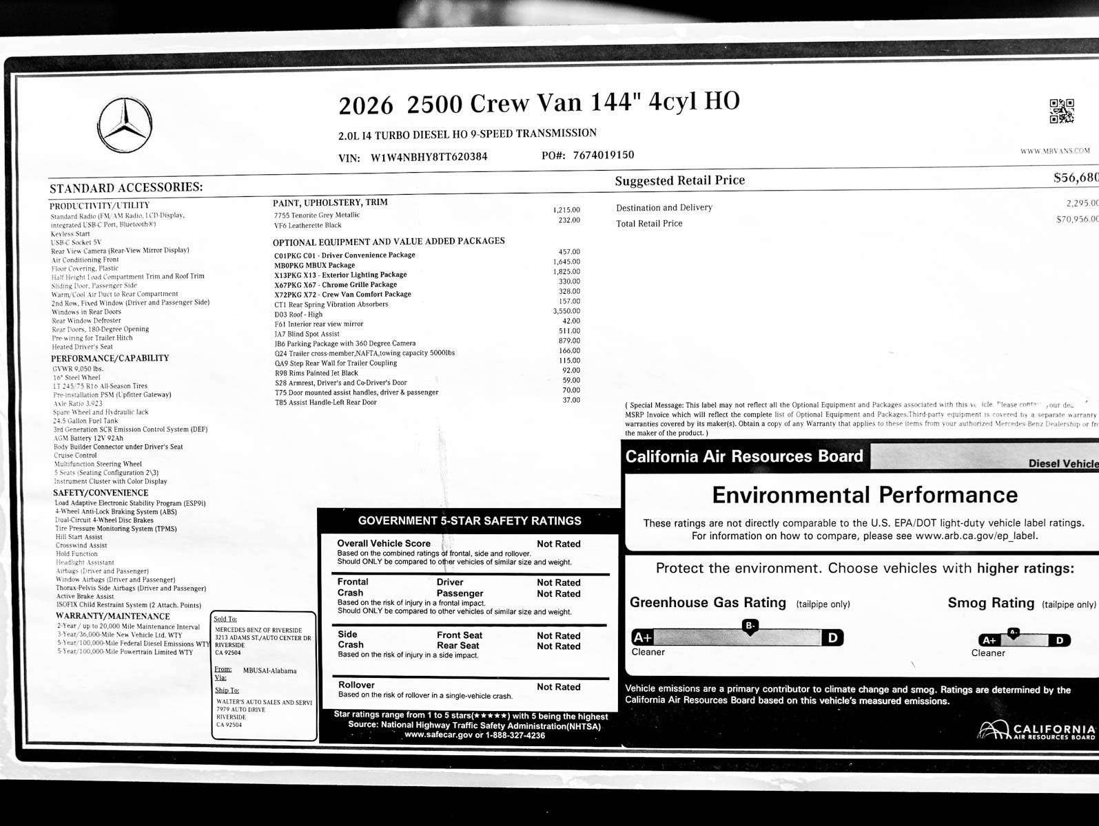 New 2026 Tenorite Gray Metallic Mercedes-Benz 2500 Standard Roof I4 Diesel HO 144 RWD image 29