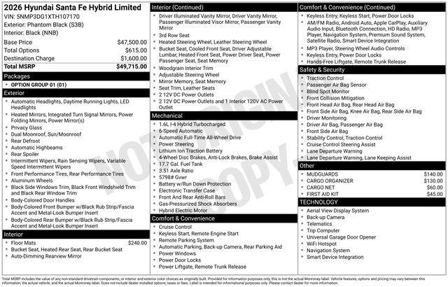 New 2026 Phantom Black Hyundai Limited image 38