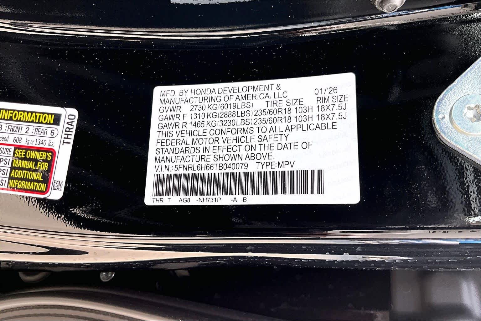 New 2026 Crystal Black Pearl Honda EX-L image 21