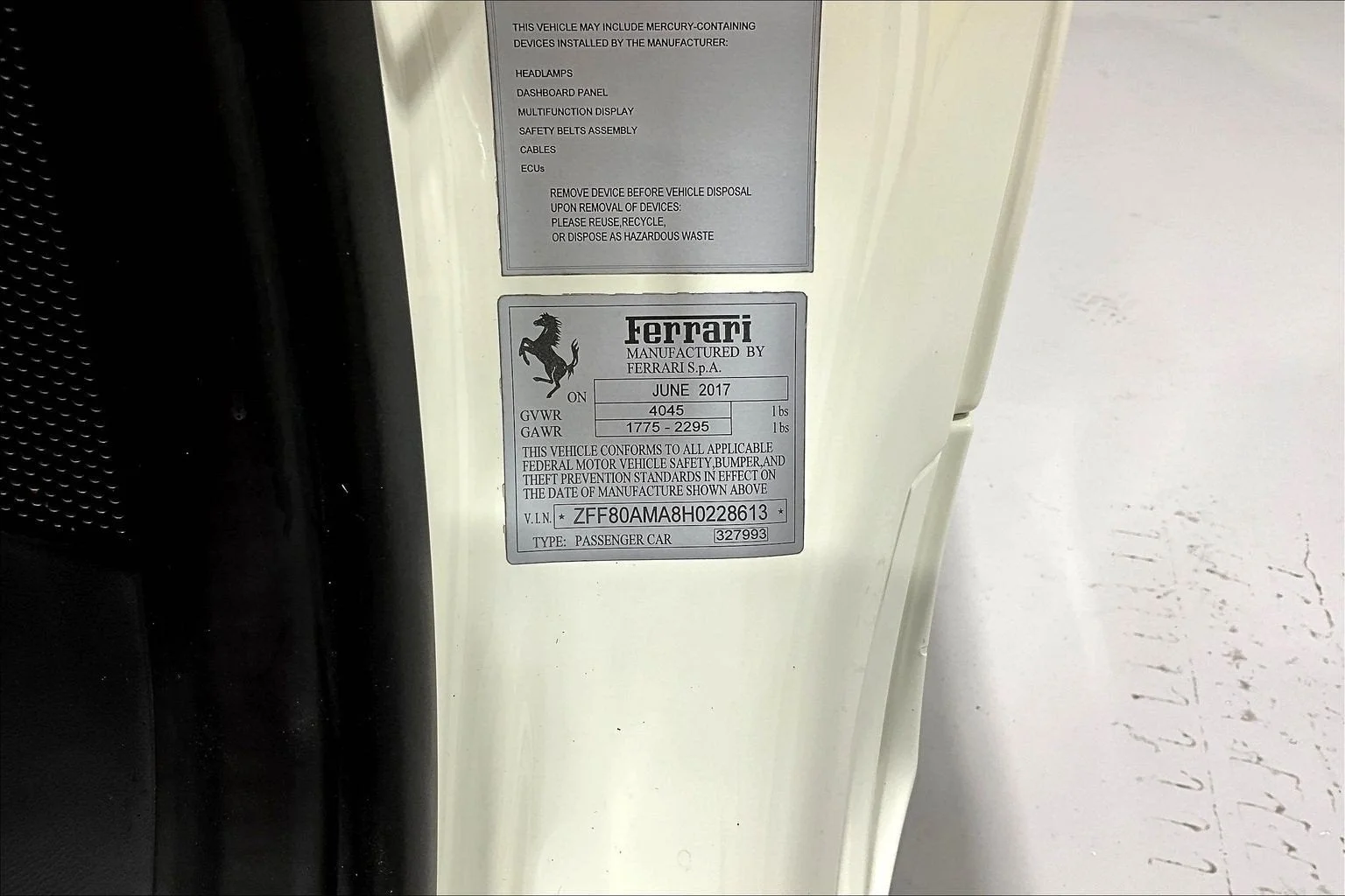 Certified Used 2017 Bianco Avus Ferrari  image 16