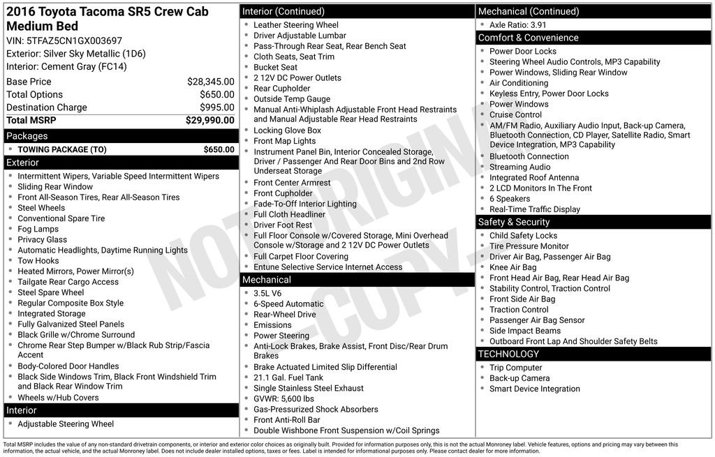 Used 2016 Silver Toyota SR5 image 2