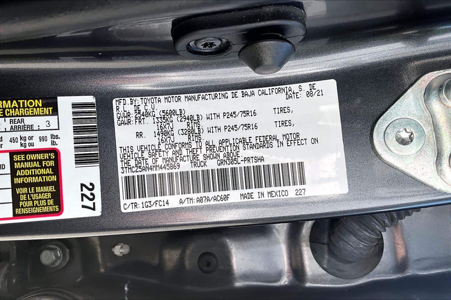 Certified Used 2021 Magnetic Gray Metallic Toyota SR5 image 30