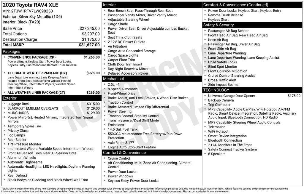 Certified Used 2020 Silver Sky Metallic Toyota XLE image 2
