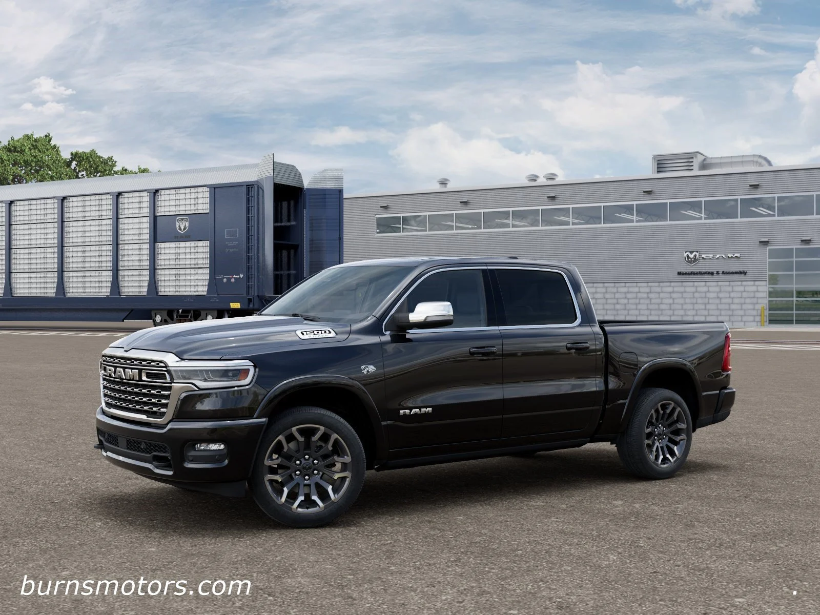 New 2026 Diamond Black Crystal Pearl-Coat Exterior Paint RAM Longhorn image 2