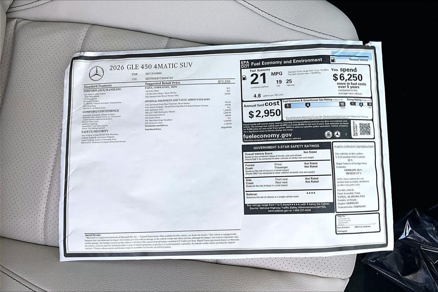 New 2026 Polar White Mercedes-Benz GLE 450 image 21