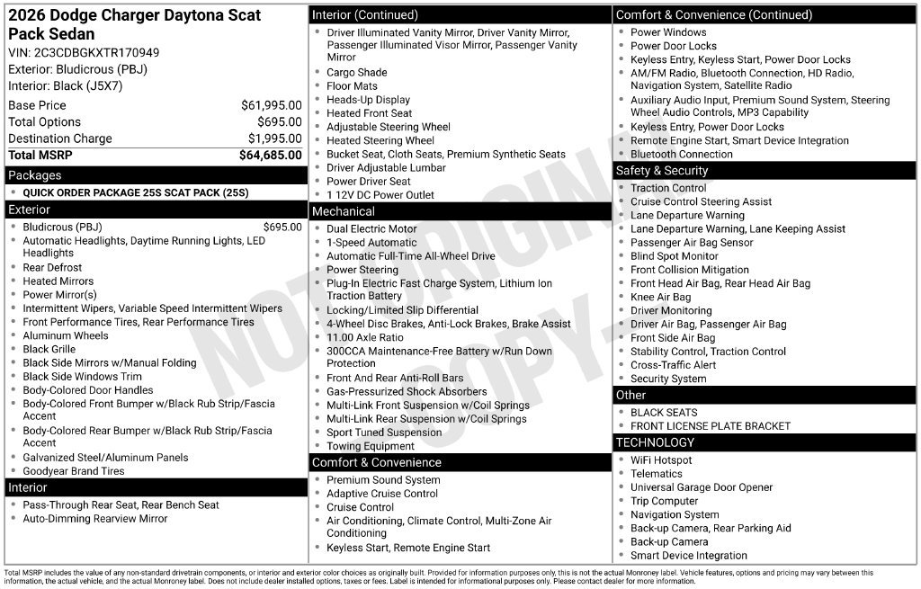New 2026 Bludicrous Exterior Paint Dodge R/T Scat Pack image 3