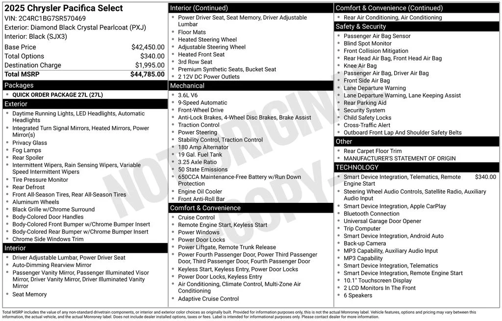 Certified Used 2025 Diamond Black Chrysler Select image 8