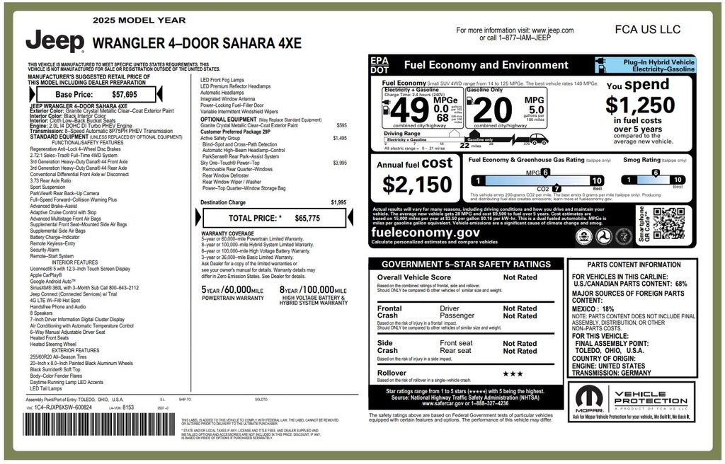 Used 2025 Crystal Metallic Jeep Sahara 4xe image 3